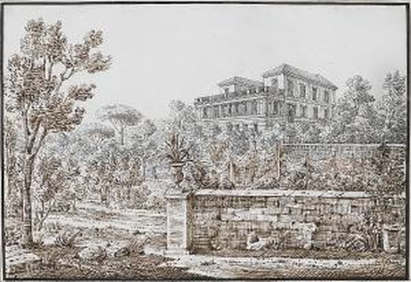 The House Of Ruffo, 
Castellamare; The Castello Del Pizzo In Calabria; And The House Of Lady 
Drummond, Naples Oil Painting by Antonio Senape