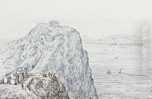 Il Salto Di Tiberio A Capri Oil Painting by Antonio Senape