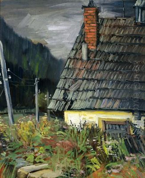 Bauernhaus Mit Vorgarten Oil Painting by Franz Senkinc