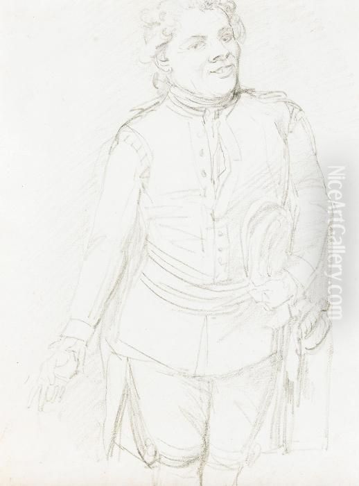 Portratt Av Spraklararen Mr De La Bourdonniere I Den Svenskadrakten Oil Painting by Johan Tobias Sergel