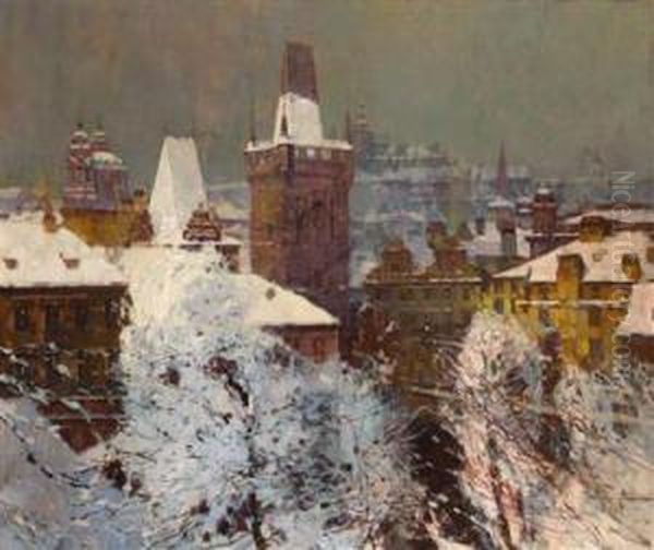 Prag Im Winter Oil Painting by Jaroslav Setelik