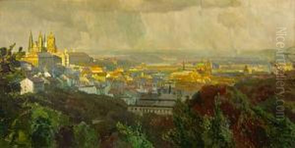 View Of Prague Oil Painting by Jaroslav Setelik