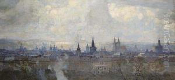 A Panorama Of Prague Oil Painting by Jaroslav Setelik