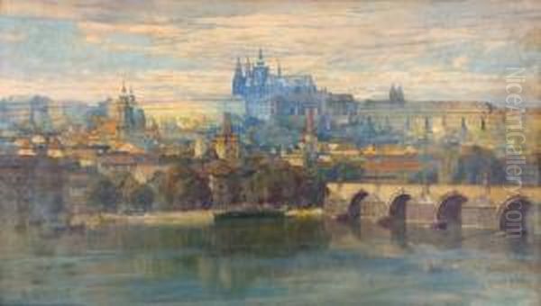 Pohled Na Prazsky Hrad Oil Painting by Jaroslav Setelik