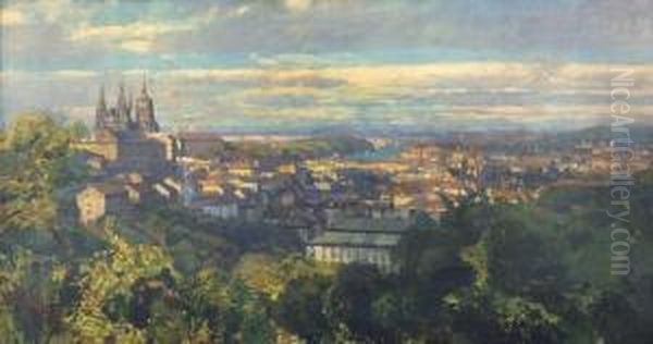 Prazske Panorama Z Petrina Oil Painting by Jaroslav Setelik