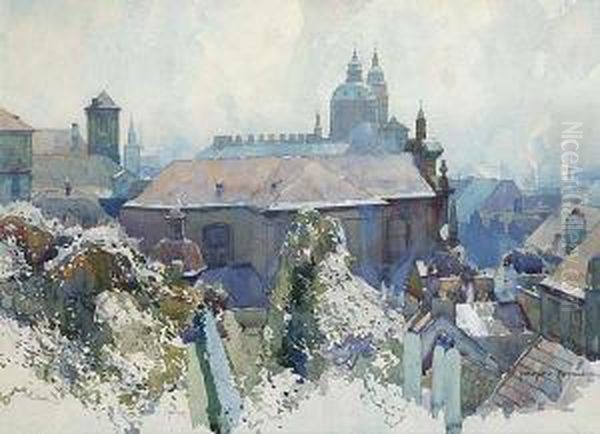 A Panorama From The Lesser Quarter Oil Painting by Jaroslav Setelik