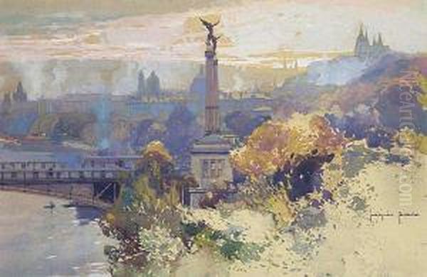 A Prague Motif Oil Painting by Jaroslav Setelik