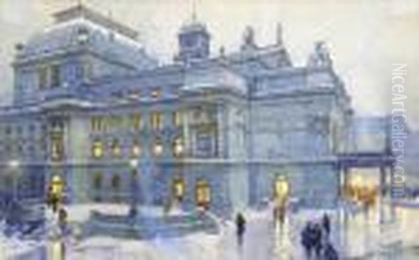 Narodni Divadlo Vpraze Oil Painting by Jaroslav Setelik