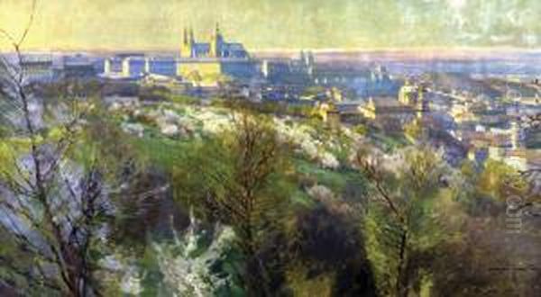 Jarni Pohled Nahradcany Oil Painting by Jaroslav Setelik