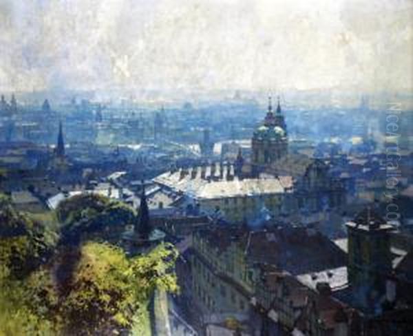 Prazske Panorama Oil Painting by Jaroslav Setelik