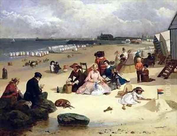Littlehampton Beach with the Pier Climping beyond Oil Painting by John W. Eyres