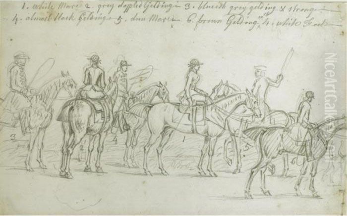 Various Properties
 

 
 
 

 
 A Study For A Painting Of Racehorses At A Meet Oil Painting by James Seymour