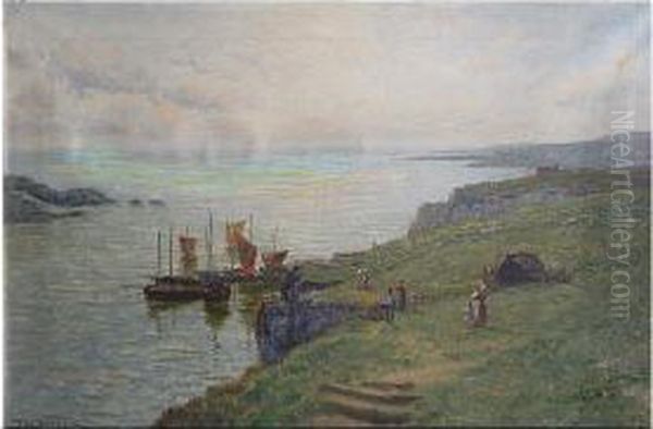 Over The Sunlit Sea, Cornwall Oil Painting by Thomas, of Pall Mall Butler