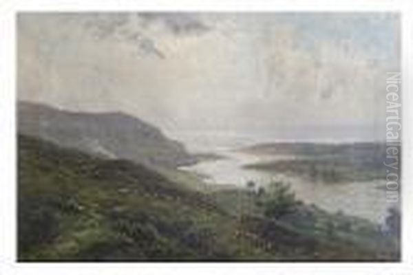 A Western Valley By The Sea Oil Painting by Thomas, of Pall Mall Butler