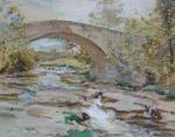 The Auld Brig Oil Painting by William Somerville Shanks