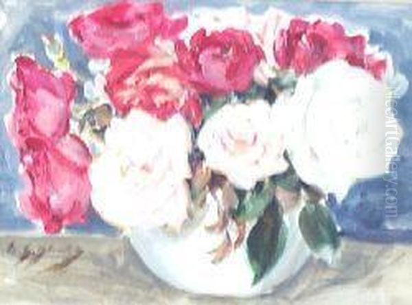 Still Life Of Roses Oil Painting by William Somerville Shanks