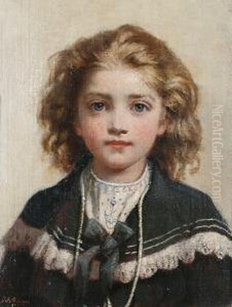 Portrait Of A Young Boy In A 
Sailor Suit; Portrait Of A Young Girl Wearing A Red Dress And Head Band Oil Painting by James Jebusa Shannon