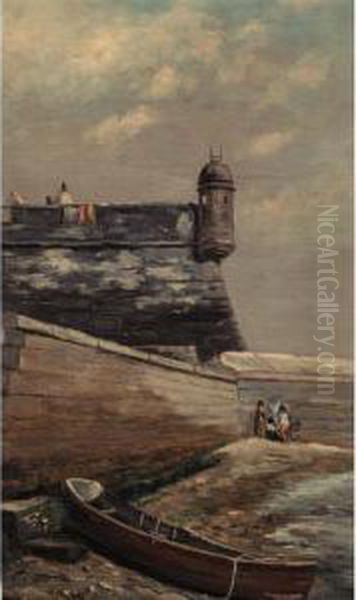 Watch Tower Fort Marion Saint Augustine Oil Painting by Frank Henry Shapleigh
