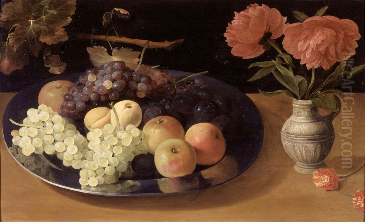 Still-Life of Grapes, Plums and Apples Oil Painting by Jacob van Es