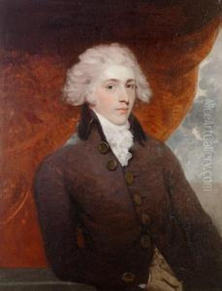 Portrait Of John Pitt, 2nd Earl 
Of Chatham (1756-1835), Half-length, In A Black Coat And A White 
Chemise, Seated Before A Red Curtain Oil Painting by Martin Archer Shee