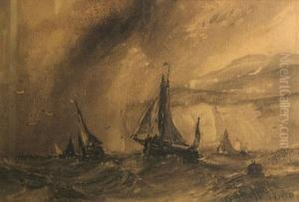 A Pair Of Marine Drawings; Also Two Works On Paper By Different Hands (4) Oil Painting by George Sheffield