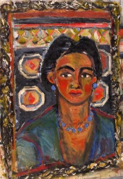 Portrait Of A Woman Oil Painting by Menachem Schmidt Shemi