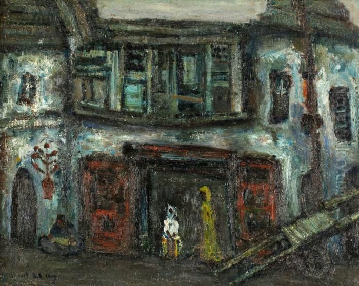 A Street In Cairo Oil Painting by Menachem Schmidt Shemi