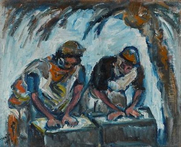 The Laundresses Oil Painting by Menachem Schmidt Shemi