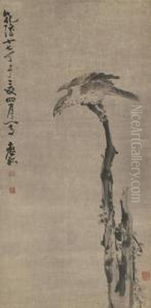 Falcon Oil Painting by Huang Shen