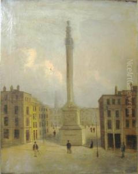Sydney Sheperd, 'the Monument, London', Oil On Canvas, 53cm X 43cm,framed Oil Painting by George Shepherd