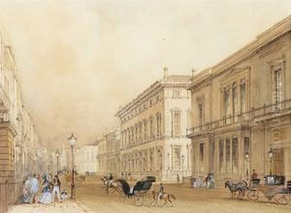 The British Museum; Pall Mall With The Reform Club To The Right Oil Painting by George Shepherd