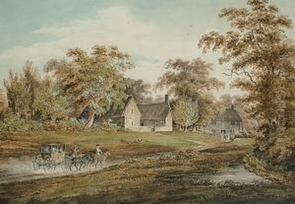 Newport Coach At Freshwater Oil Painting by George Shepherd