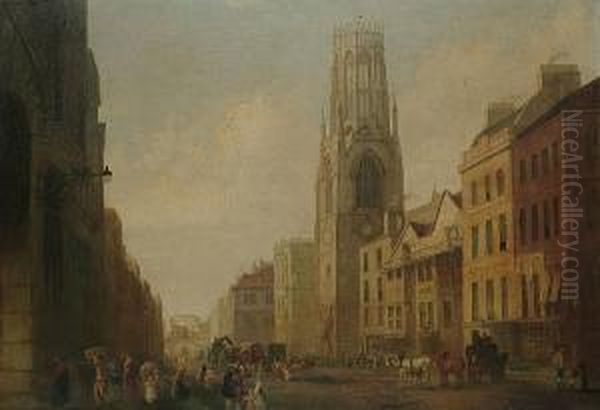 Fleet Street Towards Temple Bar Oil Painting by George Shepherd
