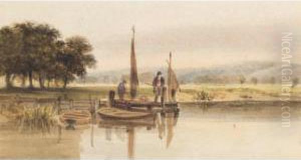 Fisherman On The Jetty Oil Painting by George Shepherd