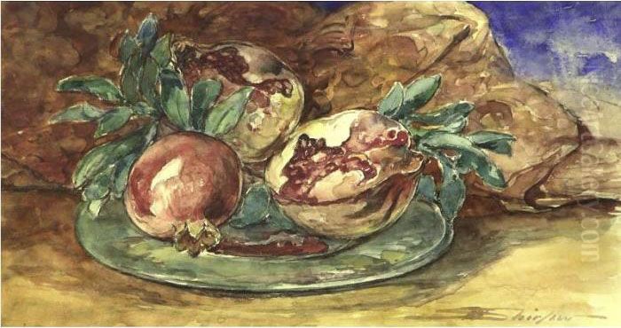 Still Life With Pomegranates Oil Painting by Walter Shirlaw
