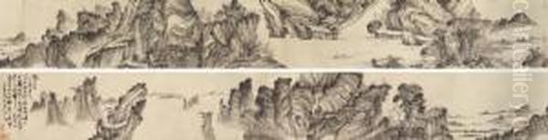 Scenery In Luo Fu Oil Painting by Shitao Daoji