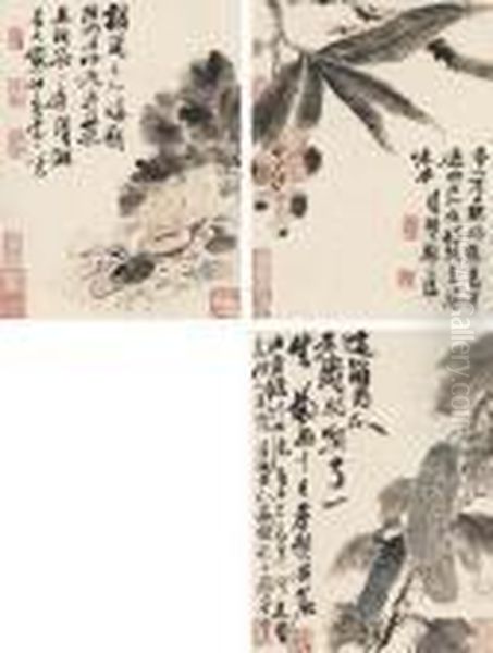 Flowers And Fruits Oil Painting by Shitao Daoji