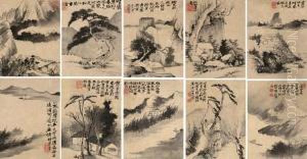 Landscapes Oil Painting by Shitao Daoji