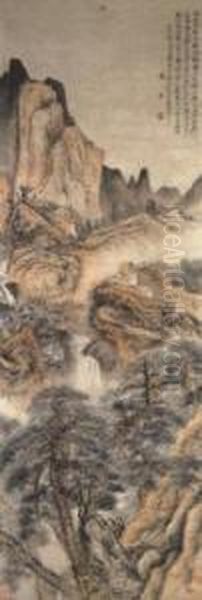 Listening To The Sound Of Waterfall Oil Painting by Shitao Daoji