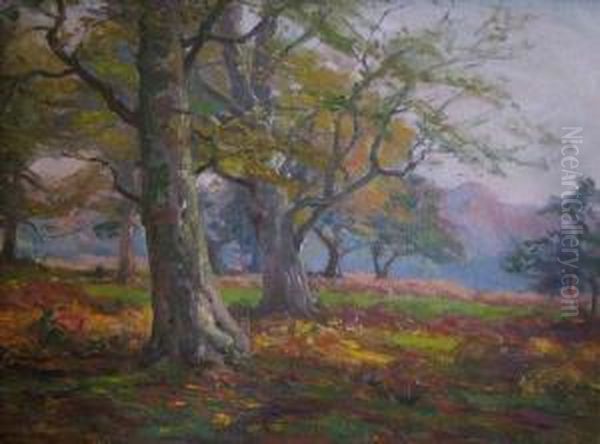 New Forest Scene In Late Summer Oil Painting by Frederik Golden Short
