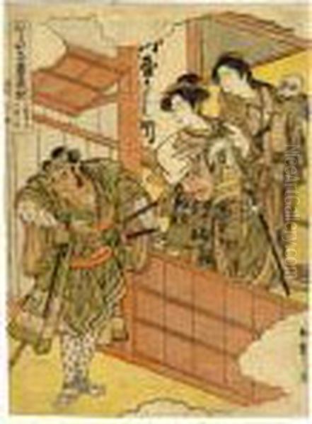 ````hiragana Seisuiki, Nidanme 
Kuchi, Hachimai No Uchi' (the Opening Scene Of Act Ii From The Play 
Hiragana Version Of The Rise And Fall Of The Taira Clan, One Of Eight 
Sheets) Oil Painting by Katsukawa Shunsho