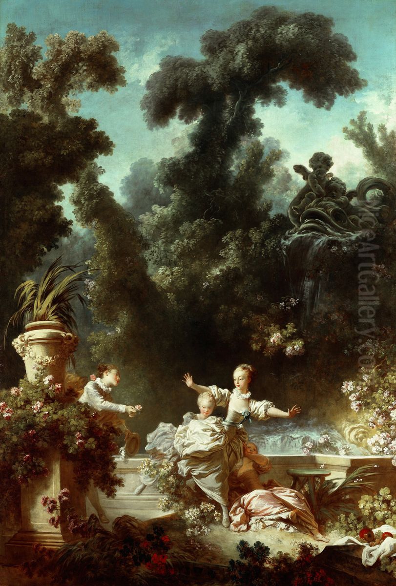 The Pursuit Oil Painting by Jean-Honore Fragonard