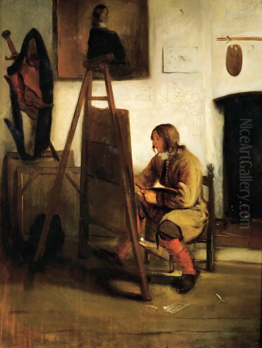 Young Painter in his Studio Oil Painting by Barent Fabritius