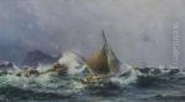 Fischer In Sturmischer
 See. Oil Painting by Af Herman Sillen