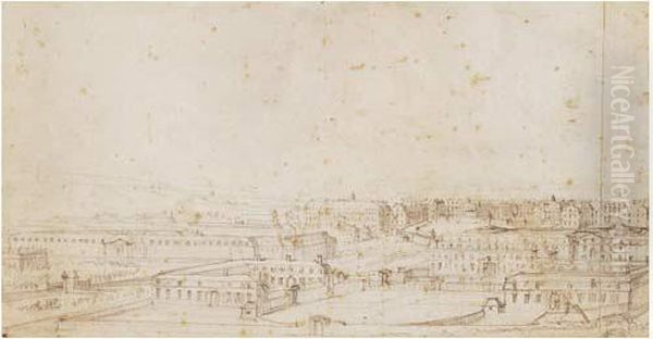 Vue Du Palais De Versailles 
Prise Derriere Les Ecuries Vers 1685 (avant La Construction De La 
Chapelle) Oil Painting by Israel Silvestre