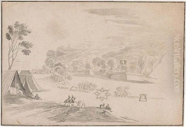 The Seige Of A City Oil Painting by Israel Silvestre