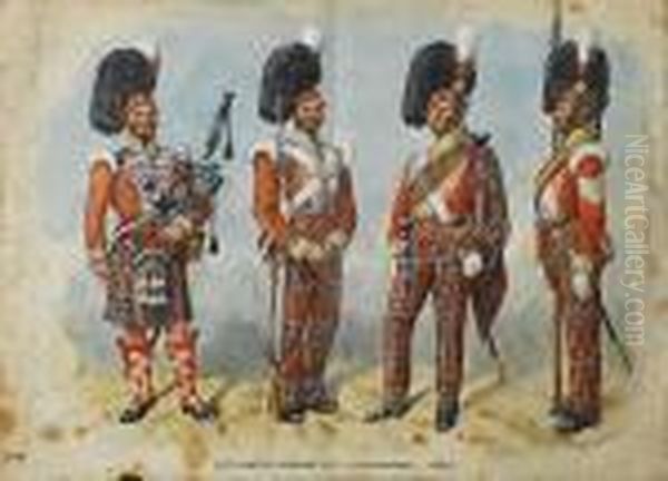 72nd Duke Of Albanys Own 
Highlanders Within An Album Of Prints And Photographs Of Soldiers Oil Painting by Richard Simkin