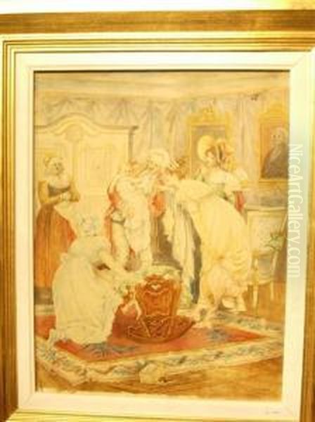 Scene D'interieur Oil Painting by Franz Xaver Simm