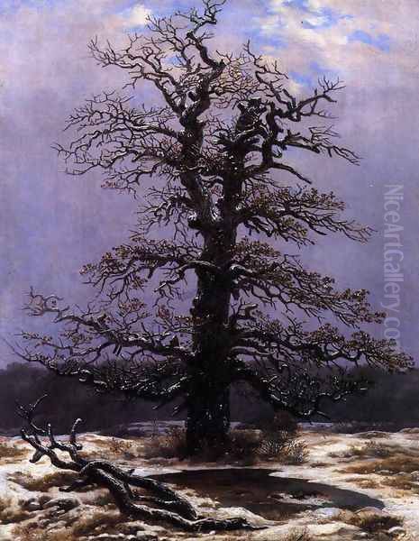 Oak in the Snow 1820s Oil Painting by Caspar David Friedrich