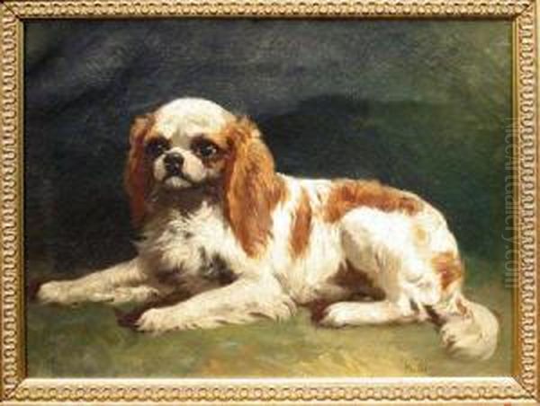 Cavalier King Charles Spaniel Oil Painting by Hermann Gustave Simon